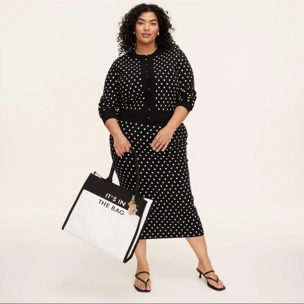 Kate Spade knit color block Black and White Tote Bag NWT - Picture 5 of 14